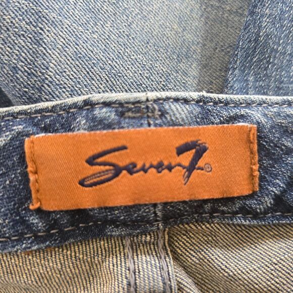 Seven7 Jeans Women's 29 Blue Medium Wash Straight Slight Distressed - Picture 3 of 16